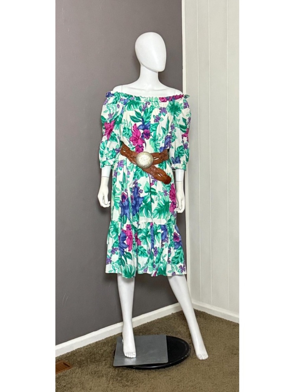 1980's Hawaiian MuMu Dress from Hilo Hattie size XL Purple Blue Tropical Floral